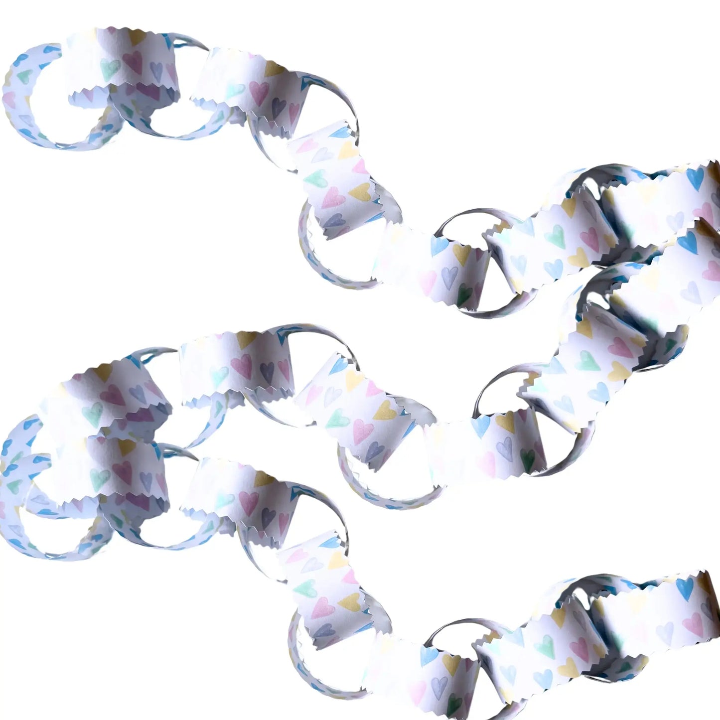 Confetti Hearts Printable Paper Chains | Double-Sided Pastel Garland DIY Party Decor - Jamie Ann Studio