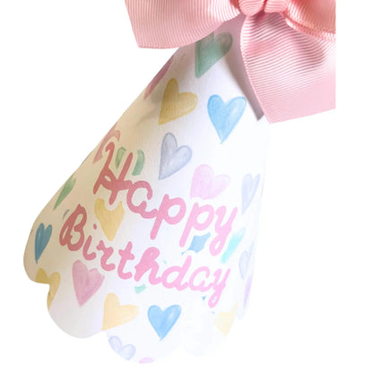 Pastel Confetti Hearts Happy Birthday Party Hat Printable | Scalloped Edge DIY Birthday Hat - Jamie Ann Studio