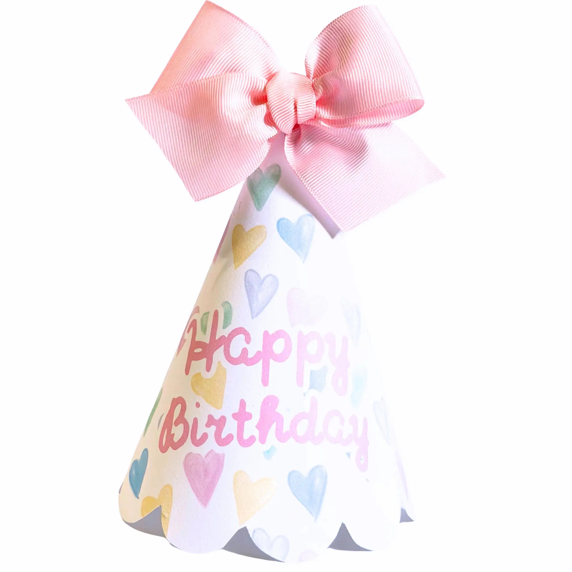 Pastel Confetti Hearts Happy Birthday Party Hat Printable | Scalloped Edge DIY Birthday Hat - Jamie Ann Studio