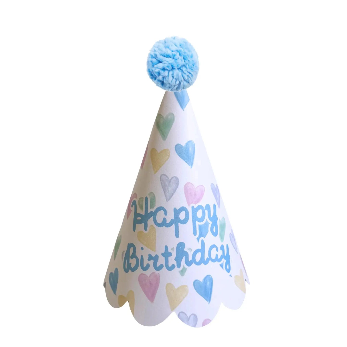 Pastel Confetti Hearts Happy Birthday Party Hat Printable | Scalloped Edge DIY Birthday Hat - Jamie Ann Studio