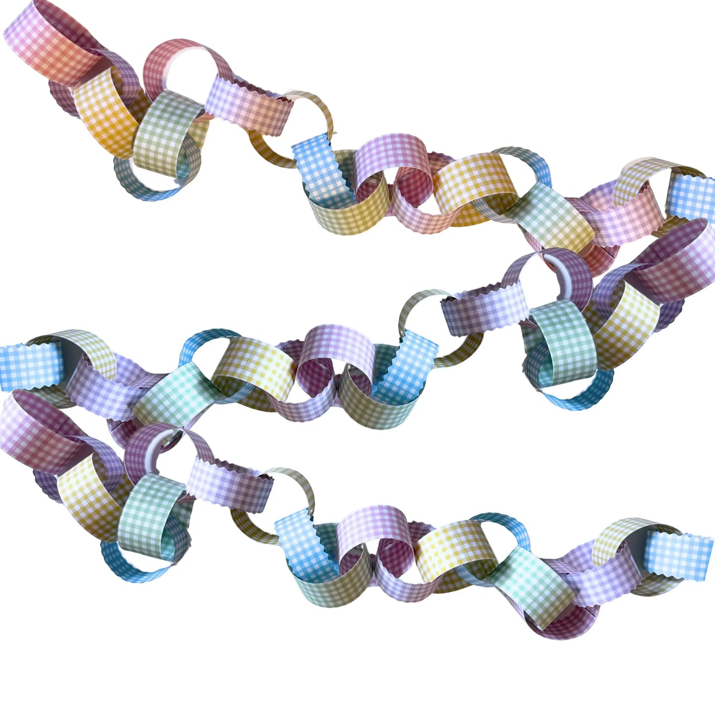 Gingham Printable Paper Chains | Double-Sided Multicolor Garland DIY Party Decor - Jamie Ann Studio