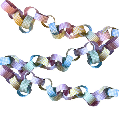 Gingham Printable Paper Chains | Double-Sided Multicolor Garland DIY Party Decor - Jamie Ann Studio