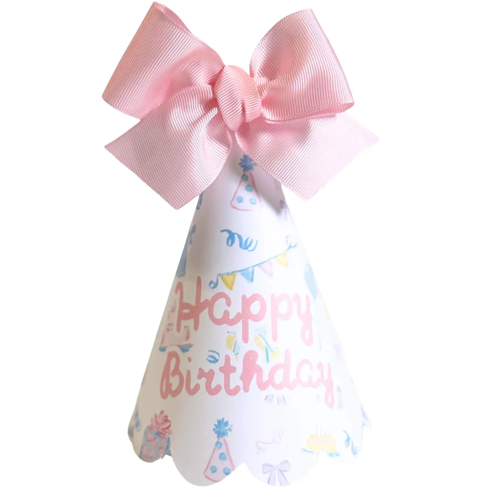 Pastel Watercolor Happy Birthday Party Hat Printable | Scalloped Edge DIY Birthday Hat - Jamie Ann Studio