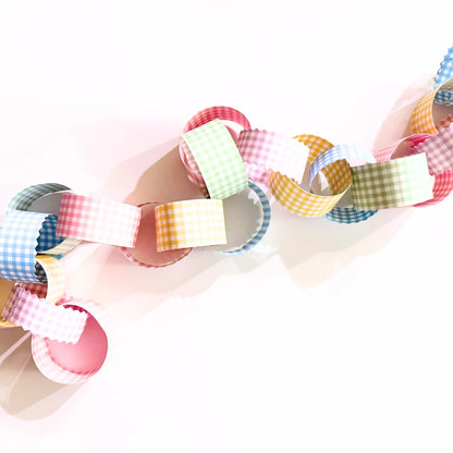 Gingham Printable Paper Chains | Double-Sided Multicolor Garland DIY Party Decor - Jamie Ann Studio