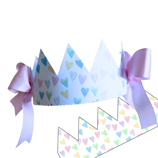 Pastel Confetti Hearts Printable Crown | DIY Party Crown - Jamie Ann Studio