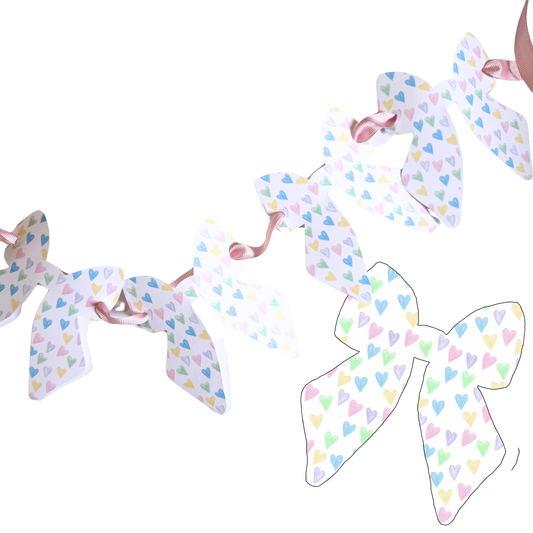 Printable Bitsy Bows – Pastel Watercolor Hearts Party Accents