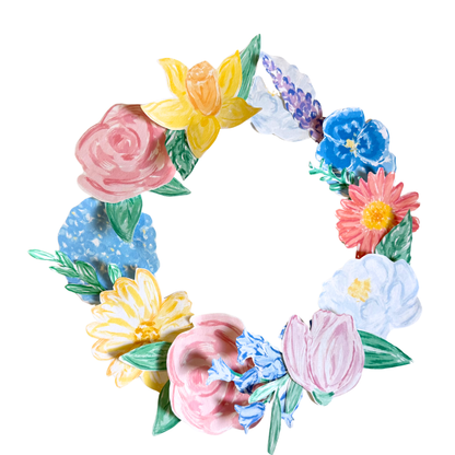 Printable Spring Floral Wreath – Handpainted Watercolor DIY Door Decor