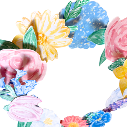 Printable Spring Floral Wreath – Handpainted Watercolor DIY Door Decor