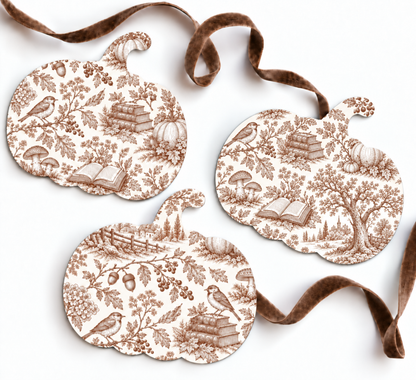 Large Fancy Fall Toile Pumpkin – Brown Printable | Fall Decor PDF