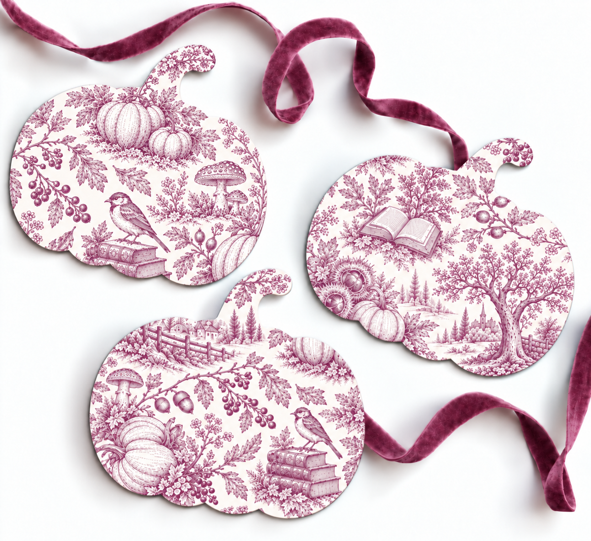 Large Fancy Fall Toile Pumpkin – Berry Printable | Fall Decor PDF