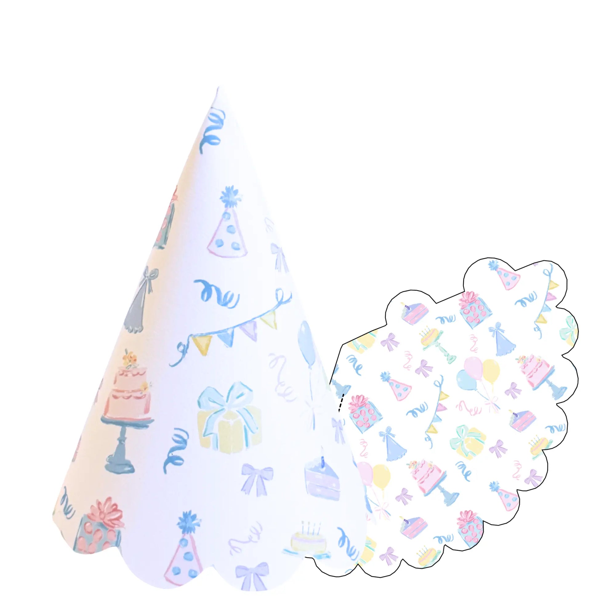 Lovely Day Pastel Birthday Party Hat Printable | Scalloped Edge DIY Birthday Hat - Jamie Ann Studio